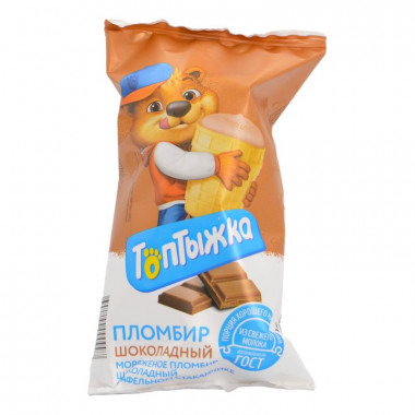 Мороженое Топтыжка пломбир шоколадный в вафельном стаканчике 70г