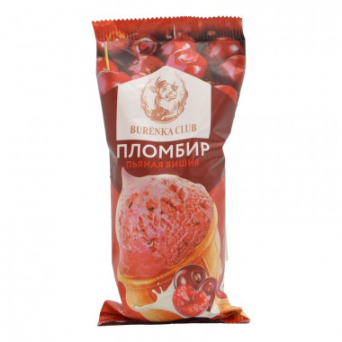 Мороженое Буренка клаб пломбир Пьяная вишня в вафельном стаканчике 80г