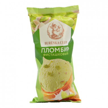 Мороженое Буренка клаб пломбир фисташковый в вафельном стаканчике 80г