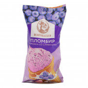 Мороженое Буренка клаб пломбир черника со сливками в вафельном стаканчике 80г