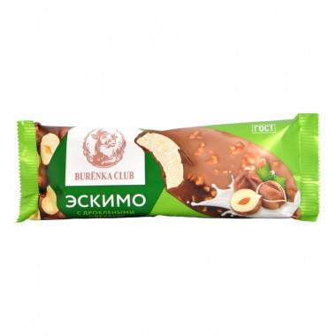 Мороженое Буренка клаб эскимо с дроблеными орехами в шоколадной глазури 70г