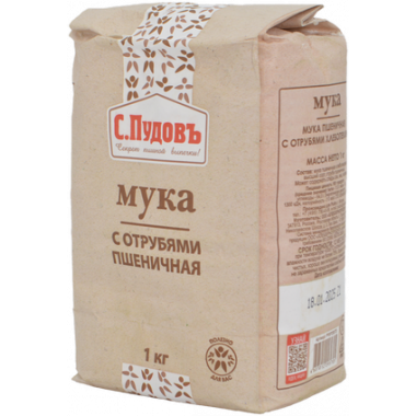 Мука С.Пудовъ пшеничная с отрубями 1кг