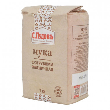Мука С.Пудовъ пшеничная с отрубями 1кг