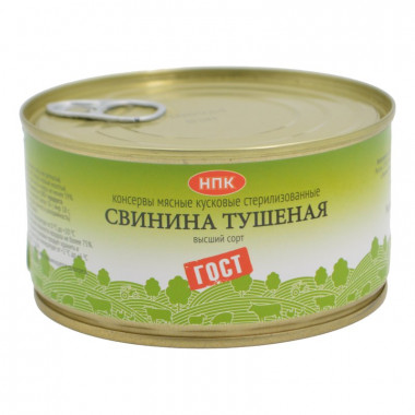 Свинина НПК тушеная в/с 325г ж/б