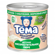 Пюре Тема цыпленок с кабачками, морковью и рисом с 6мес. 90г ж/б