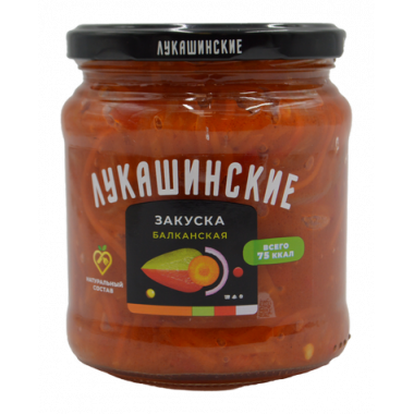 Закуска Лукашинские Балканская из моркови со сладким перцем 450г
