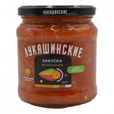 Закуска Лукашинские Балканская из моркови со сладким перцем 450г