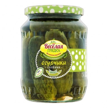 Огурчики Веселая грядка соленые бочковые с укропом и чесноком 680г