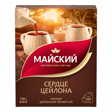Чай Майский Сердце цейлона черный 100пак 170г