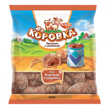 Пряники Ротфронт коровка с вареной сгущенкой 300г