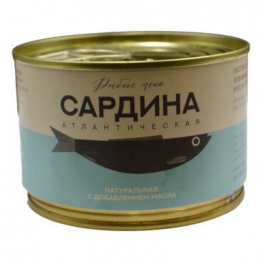 Сардина Рыбное меню атлантическая натуральная с добавлением масла ж/б ключ 250г