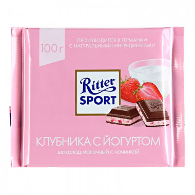 Шоколад Шогеттен молочный с начинкой клубничный йогурт 100г