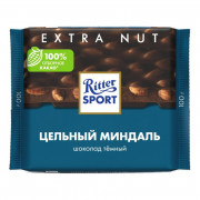Шоколад Риттер Спорт темный с цельным миндалем 100г