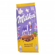 Шоколад Милка молочный с цельным миндалем 80г