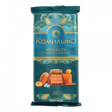 Шоколад Комильфо молочный и белый со вкусом миндаля с вафлей102г