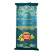 Шоколад Комильфо молочный и белый со вкусом фисташки с вафлей102г