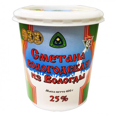 Сметана Из Вологды стакан 25% 400г