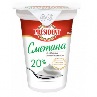 Сметана Президент 20% 350г