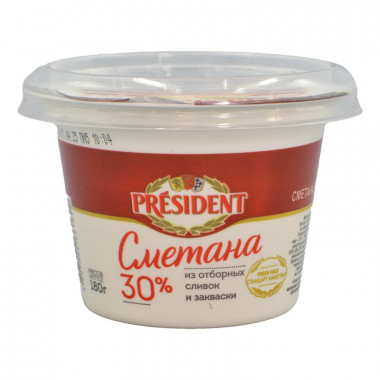 Сметана Президент 30% 180г