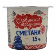 Сметана Славянские традиции 15% 380г стакан