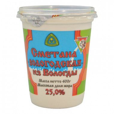 Сметана Вологодская 25% 400г