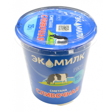Сметана Экомилк сливочная 15% 300г