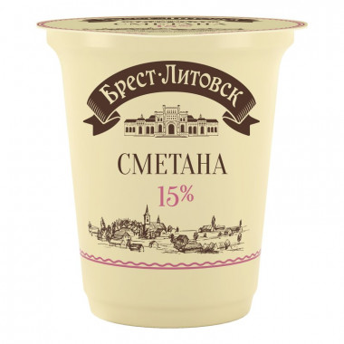 Сметана Брест-литовск 15% 300г пс/с