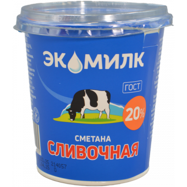 Сметана Экомилк сливочная 20% 300г