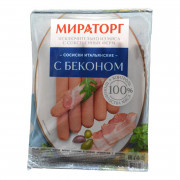 Сосиски Мираторг Итальянские с беконом 350г Сосиски Мираторг Итальянские с беконом 350г