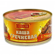 Каша Совок гречневая с говядиной 325г ж/б ключ