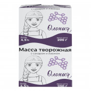 Масса творожная Олонецкий мк с сахаром и изюмом 4,5% 200г