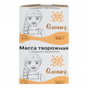 Масса творожная Олонецкий мк с сахаром и ванилином 4,5% 200г