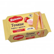 Вафли Яшкино тонкие с клубничным кремом 144г Вафли Яшкино тонкие с клубничным кремом 144г