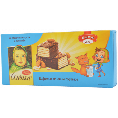 Торт Красный Октябрь Аленка со сливочным вкусом и миндалем 250г