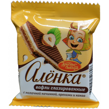 Вафли КО Аленка с молочной начинкой орехами и какао 20г