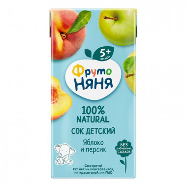 Сок Фруто-няня яблоко персик с мякотью 0,2л