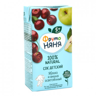 Сок Фруто-няня яблоко+вишня осветленный детский 0,2л