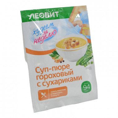 Суп-пюре Леовит Худеем за неделю гороховый с сухариками 20г