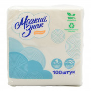 Салфетки Мягкий знак 1-слойные бумажные 100шт Салфетки Мягкий знак 1-слойные бумажные 100шт