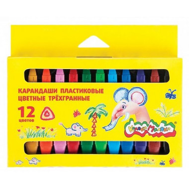 Карандаши КПКМ12 Каляка-маляка пластиковые цветные 12 цветов