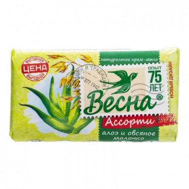 Мыло Весна алоэ и овсяное молочко 90г